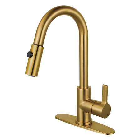 Gourmetier LS8783CTL Single-Handle Pull-Down Kitchen Faucet, Brushed Brass LS8783CTL